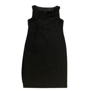 Ann Taylor Black Ruffle Fitted Sleeveless Dress